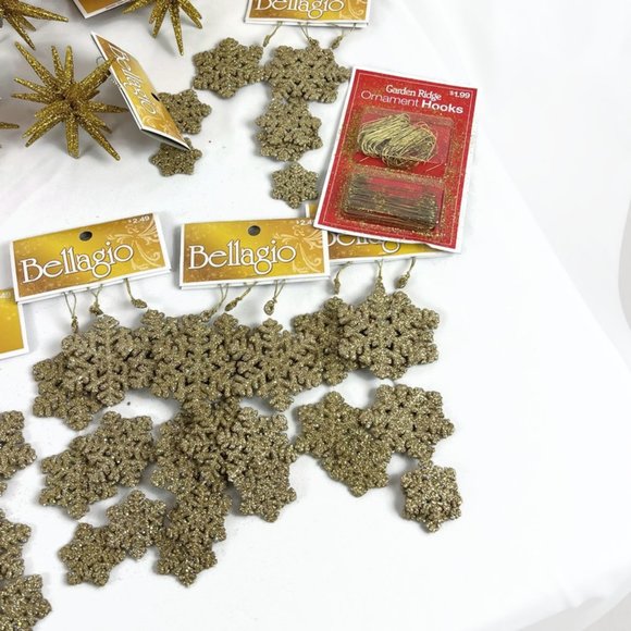Garden Ridge Bellagio Ornament lot of 23 Gold Glitter Christmas Tree - Picture 2 of 7